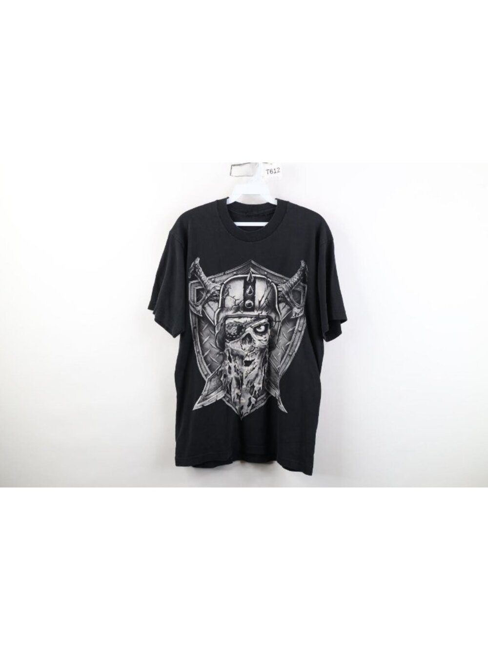 Vintage Y2K Streetwear Mens Medium Cali Rider Motorcycle Skull Sword T-Shirt